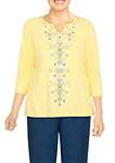 Womens Center Embroidered Knit Top