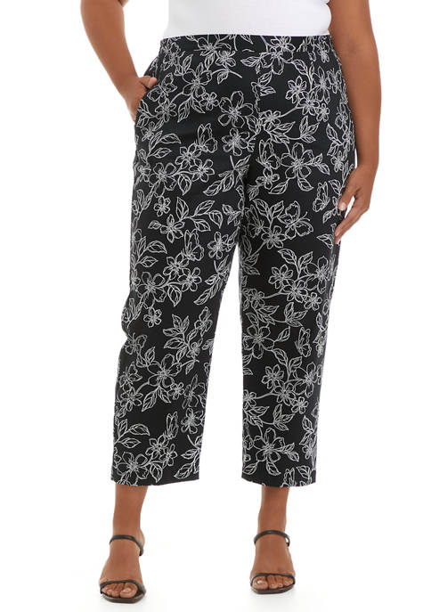 Alfred Dunner Plus Size Butterfly Floral Ankle Pants
