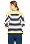 Petite Engineered Striped Knit Top with Necklace