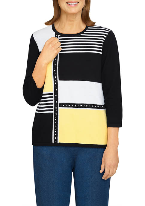Alfred Dunner Petite Color Block Sweater