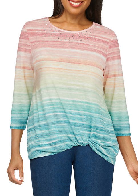 Womens Ombré Biadere Knit Top