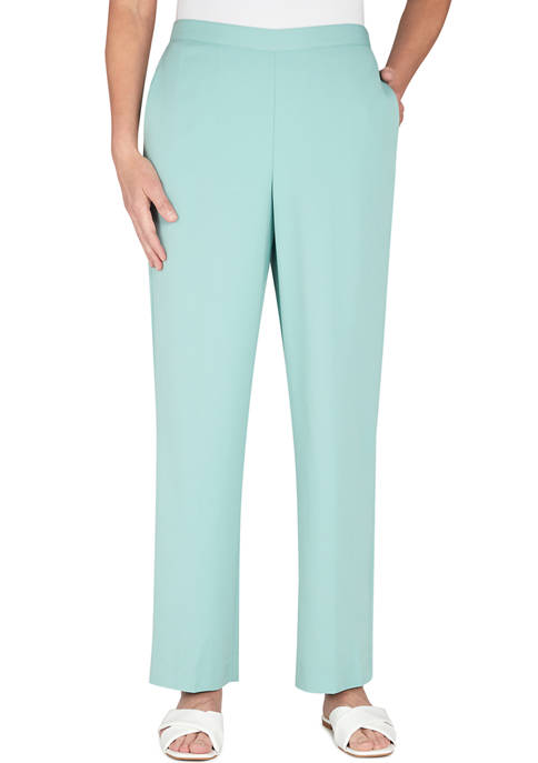 Plus Size Solid Short Length Twill Pants