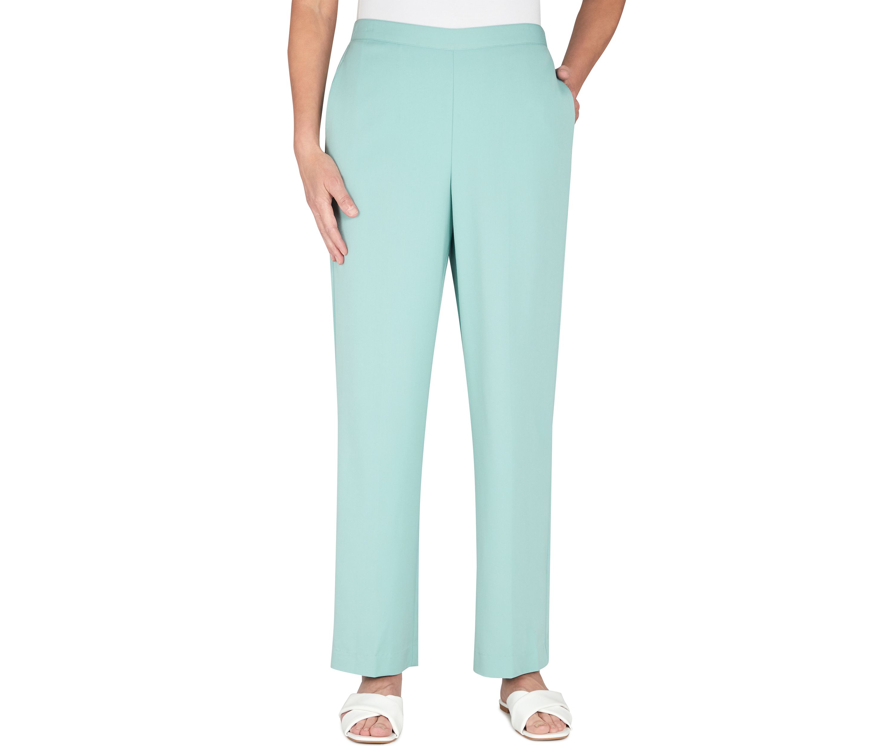 Plus Size Solid Short Length Twill Pants