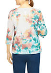 Plus Size 3/4 Sleeve Multi Floral Top