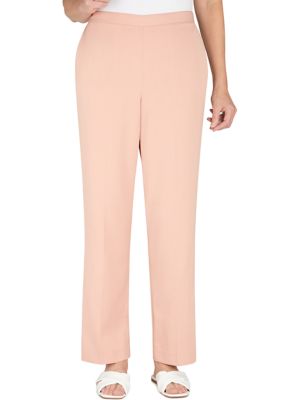 Alfred Dunner Petite Classic Signature Fit Textured Trousers with All-around Elastic Waistband Average Length