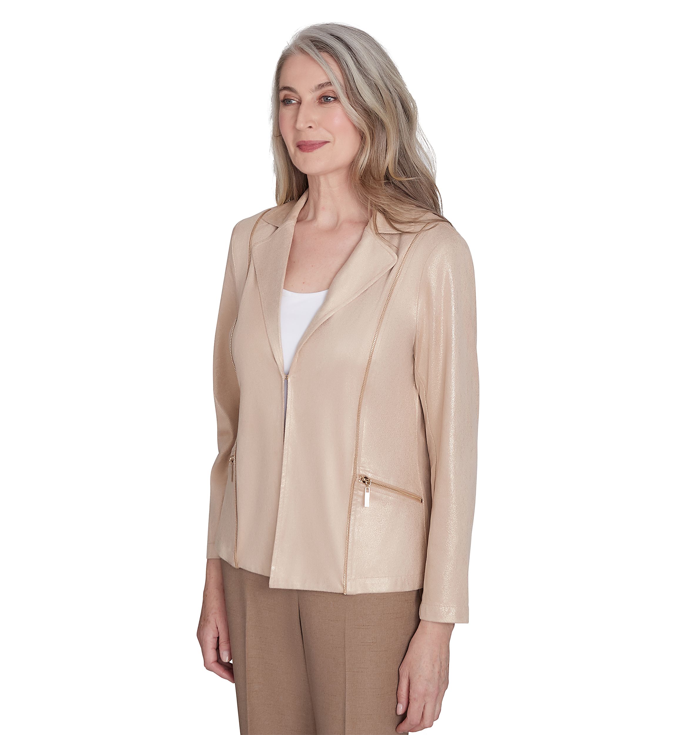 Womens Emerald Isle Shimmer Faux Leather Jacket