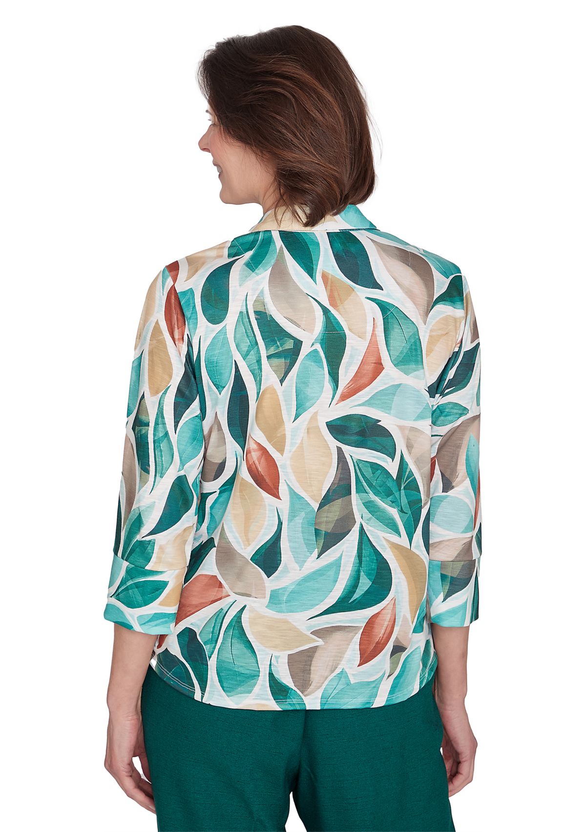 Womens Emerald Isle Abstract Leaf Top