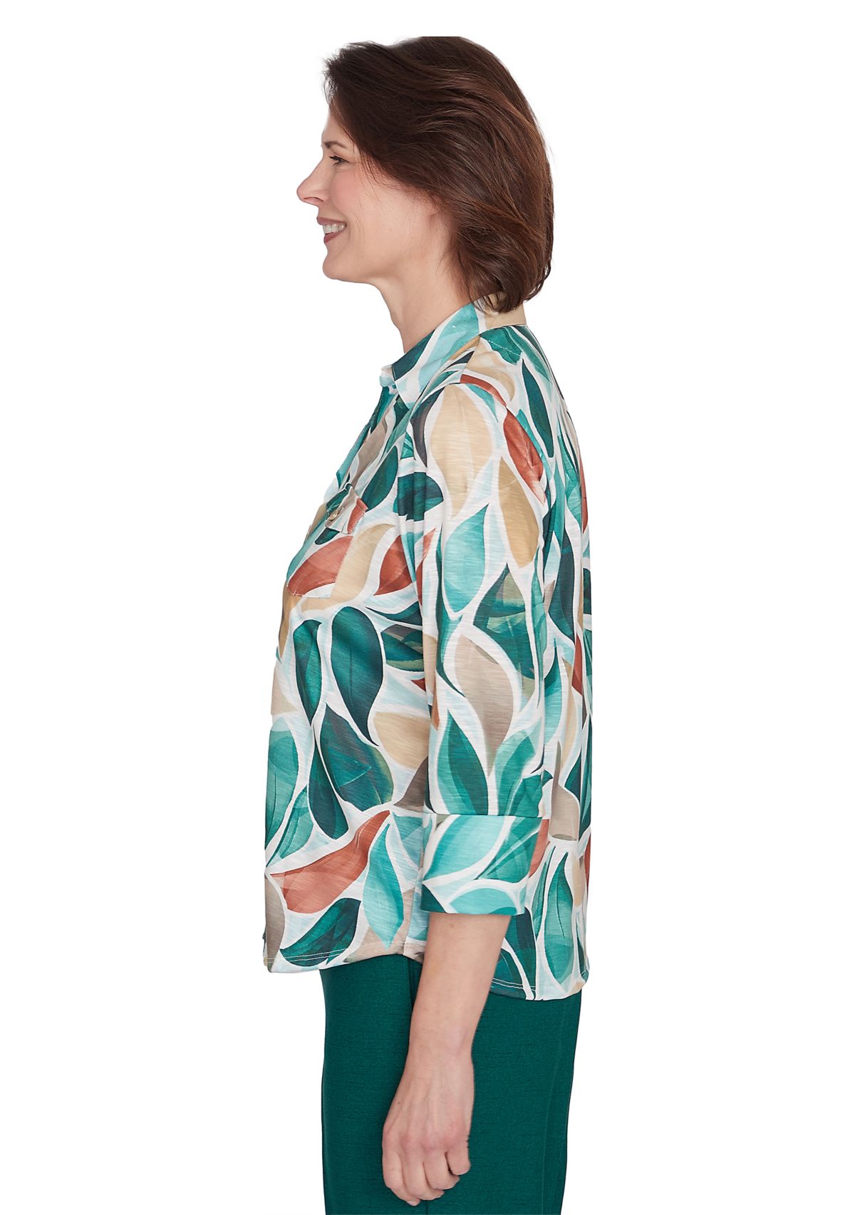 Womens Emerald Isle Abstract Leaf Top