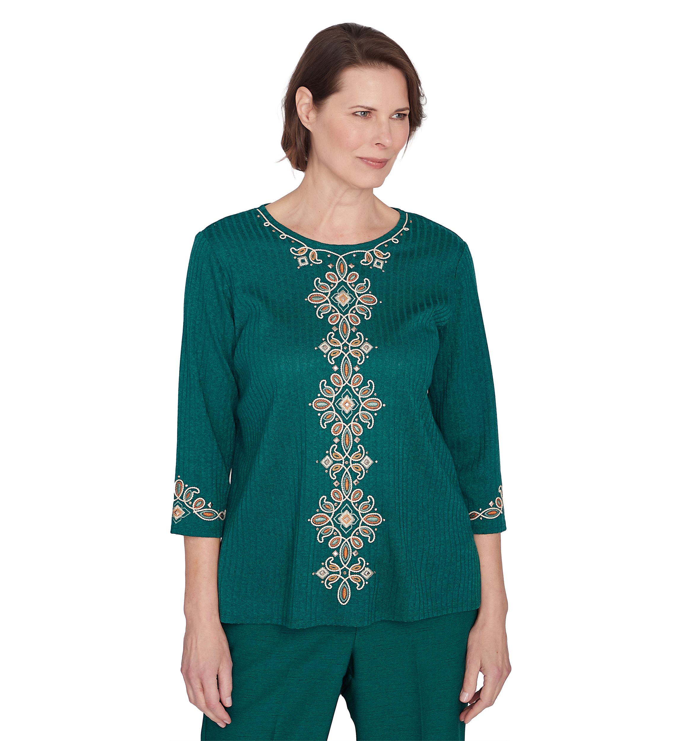 Womens Emerald Isle Center Medallion Embroidery Top