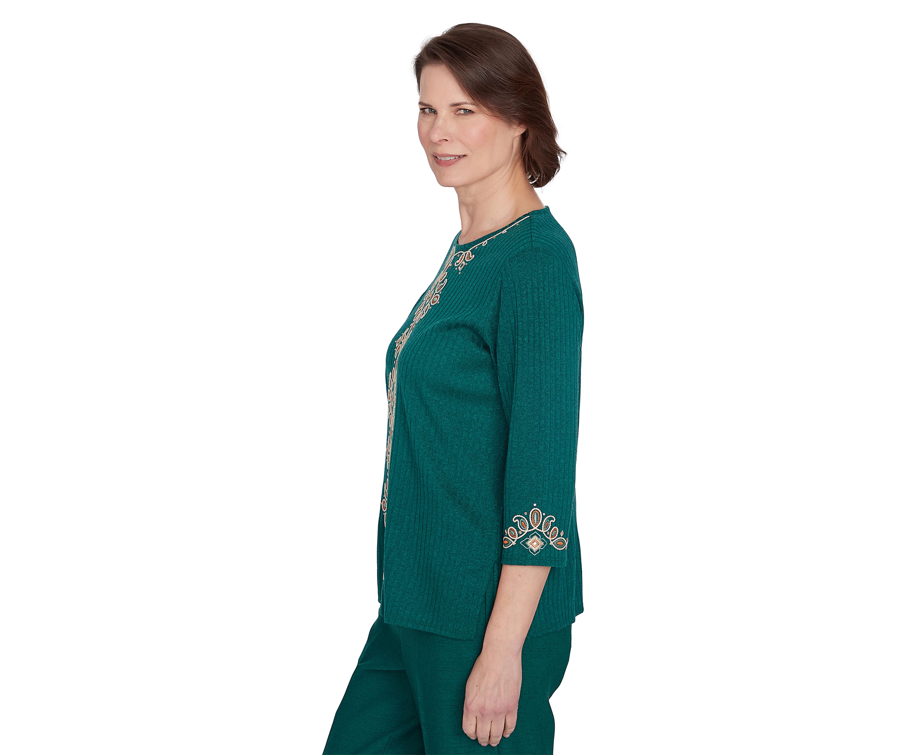 Womens Emerald Isle Center Medallion Embroidery Top