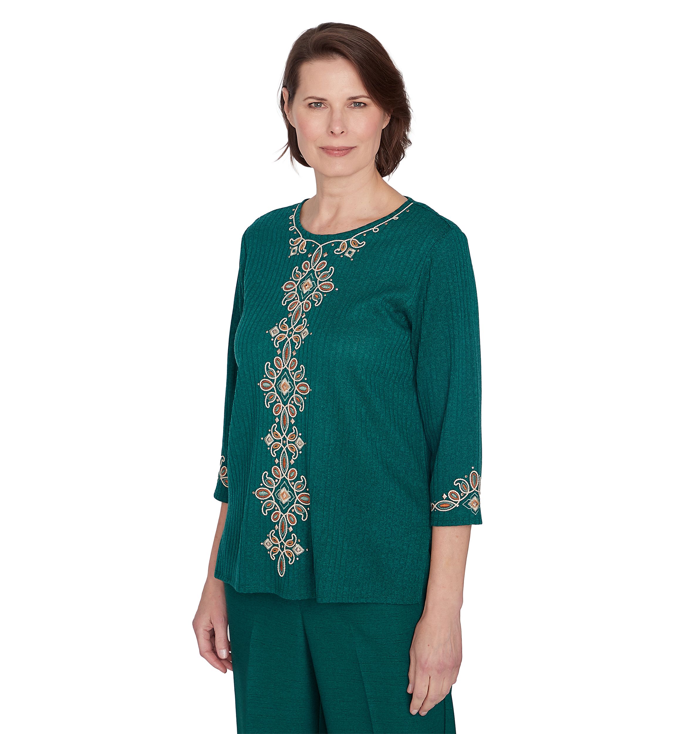 Womens Emerald Isle Center Medallion Embroidery Top