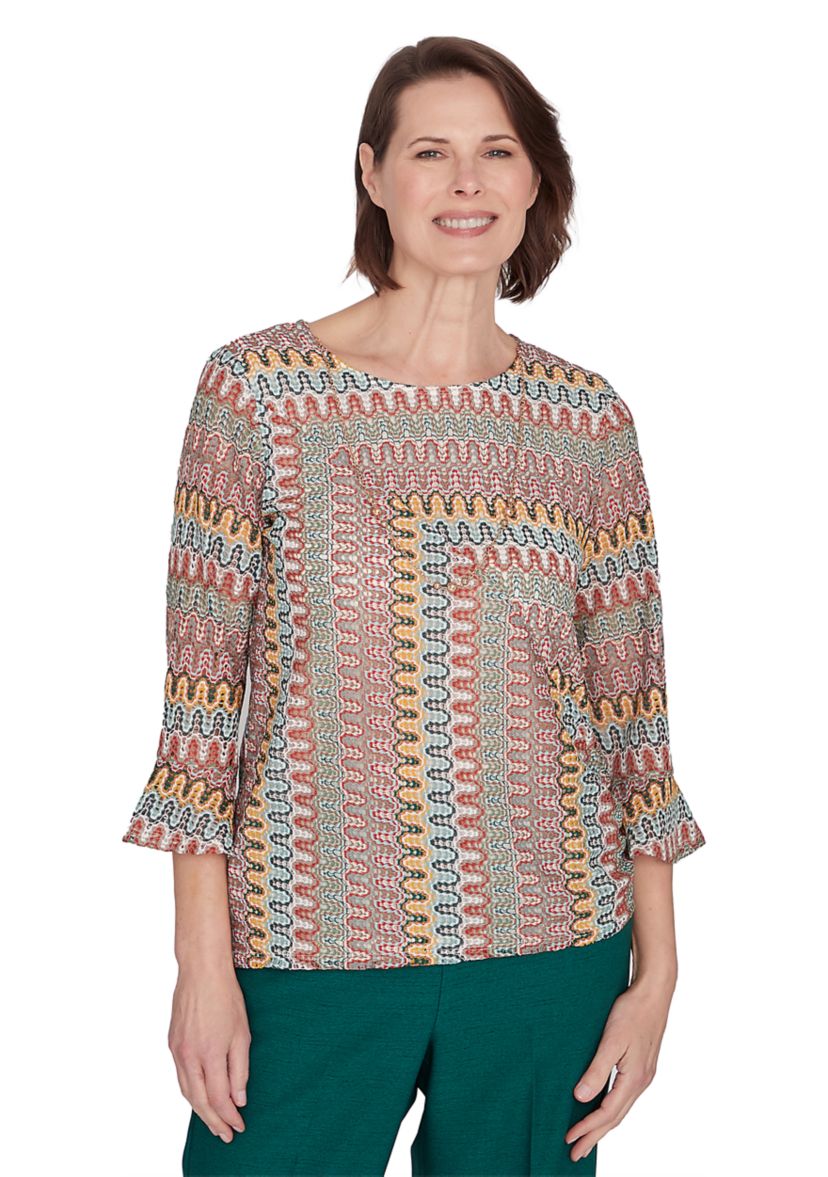Womens Emerald Isle Spliced Texture Top