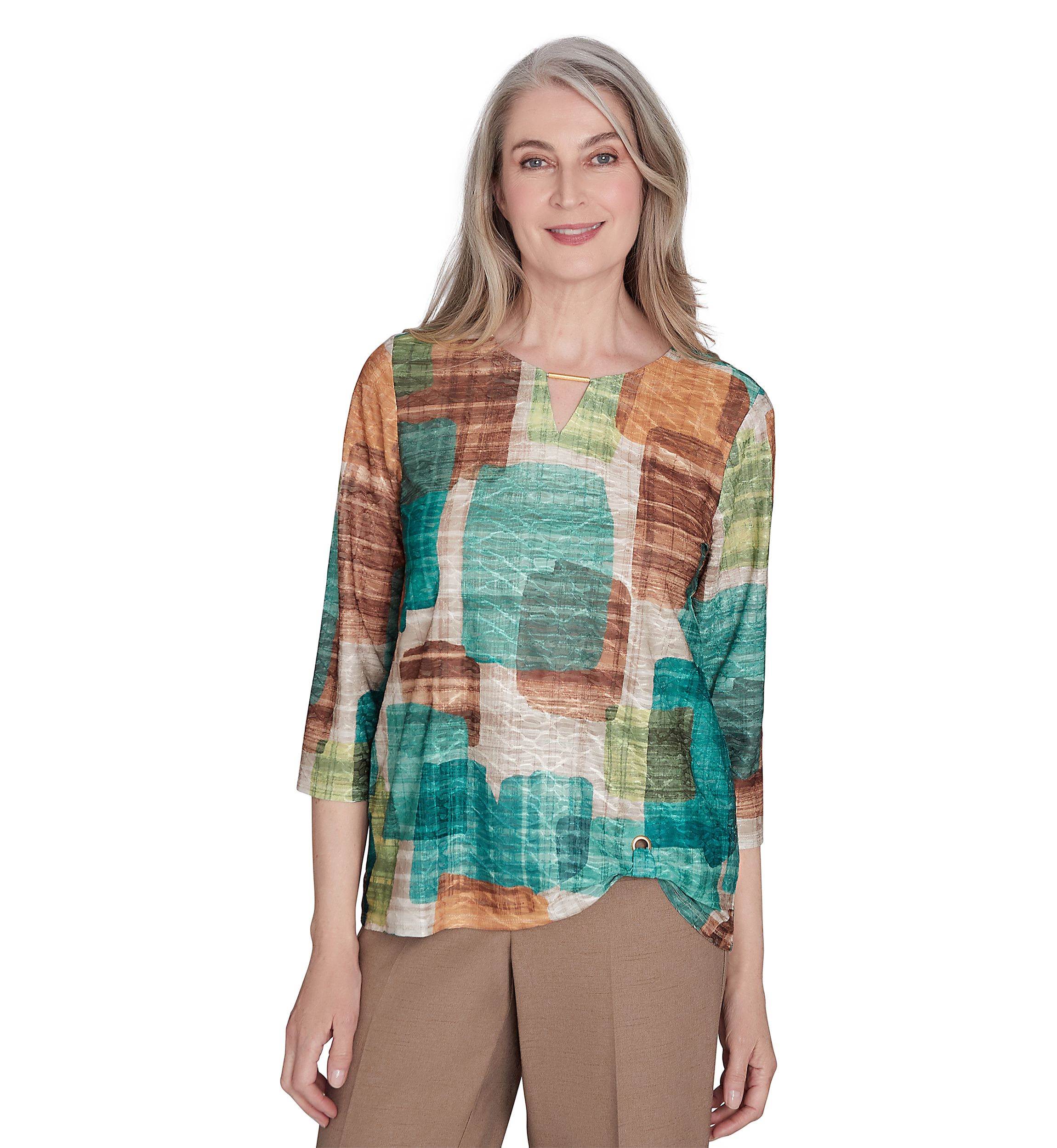 Womens Emerald Isle Color Block Texture Shirt