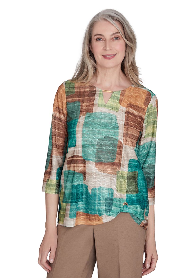 Womens Emerald Isle Color Block Texture Shirt