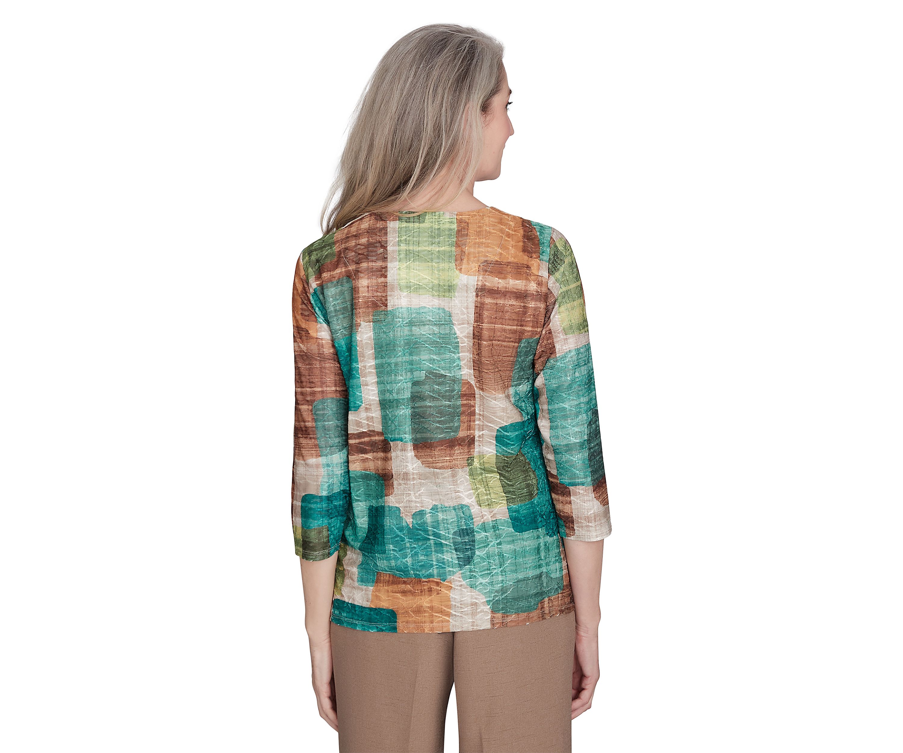 Womens Emerald Isle Color Block Texture Shirt