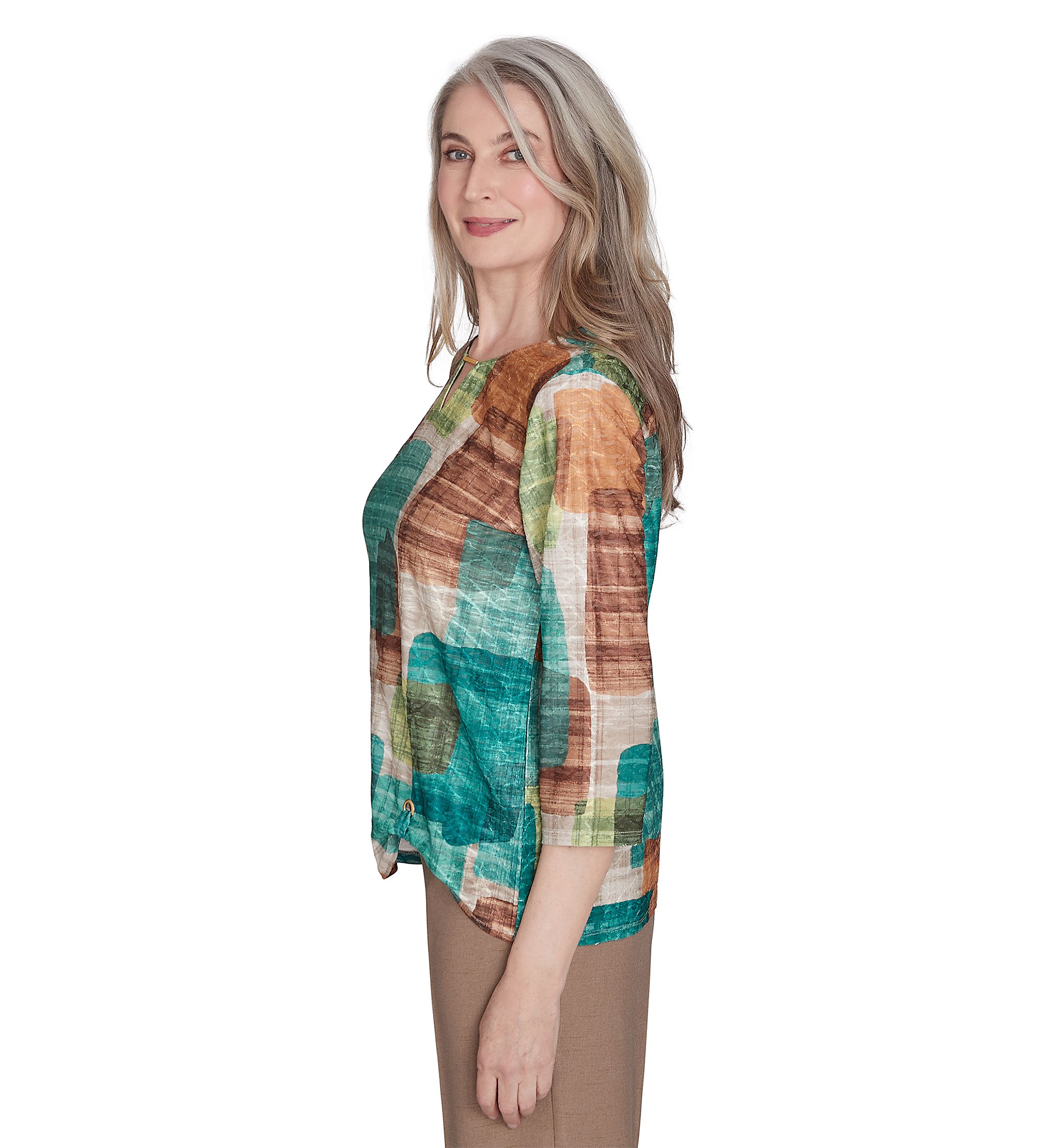 Womens Emerald Isle Color Block Texture Shirt