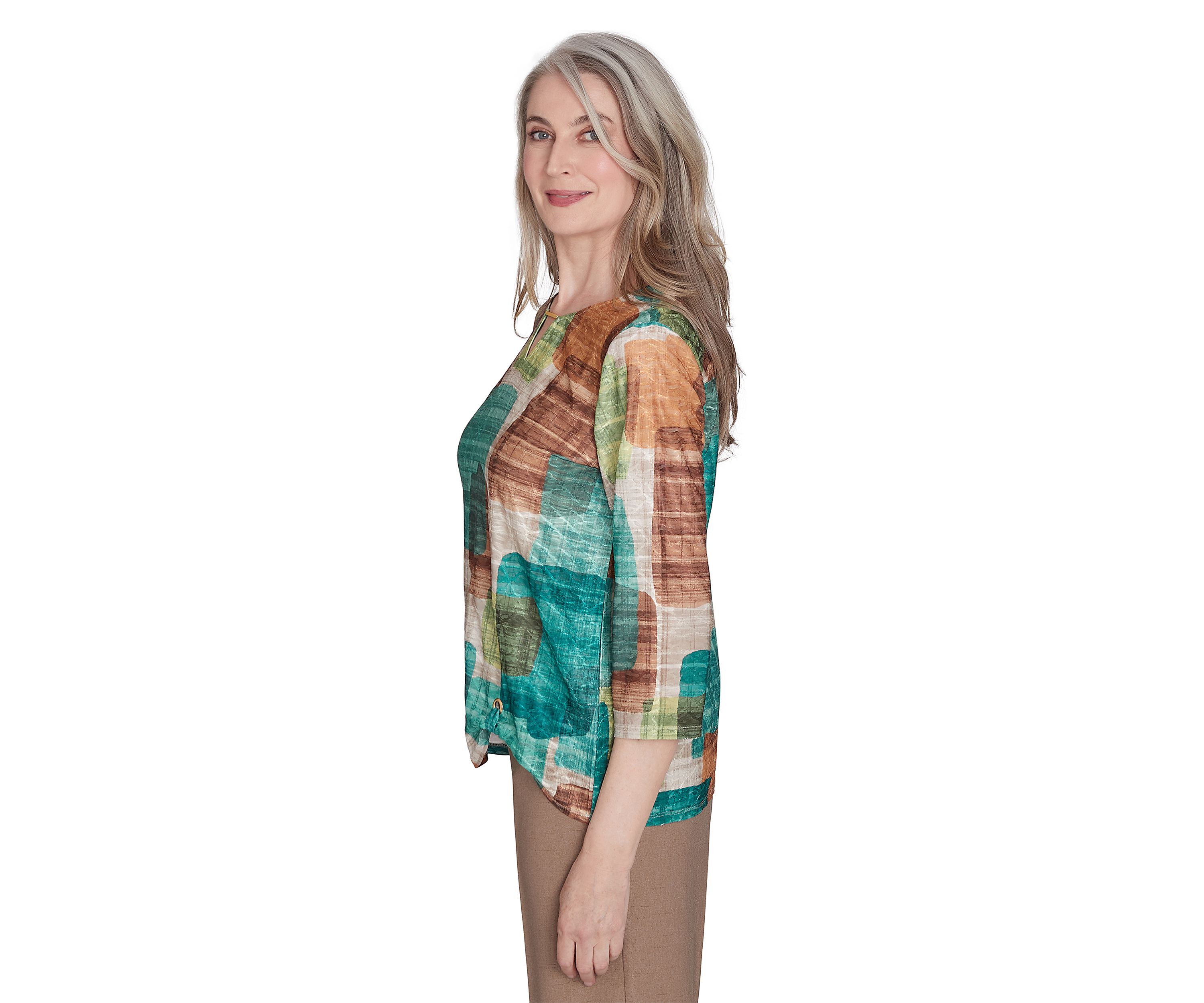 Womens Emerald Isle Color Block Texture Shirt