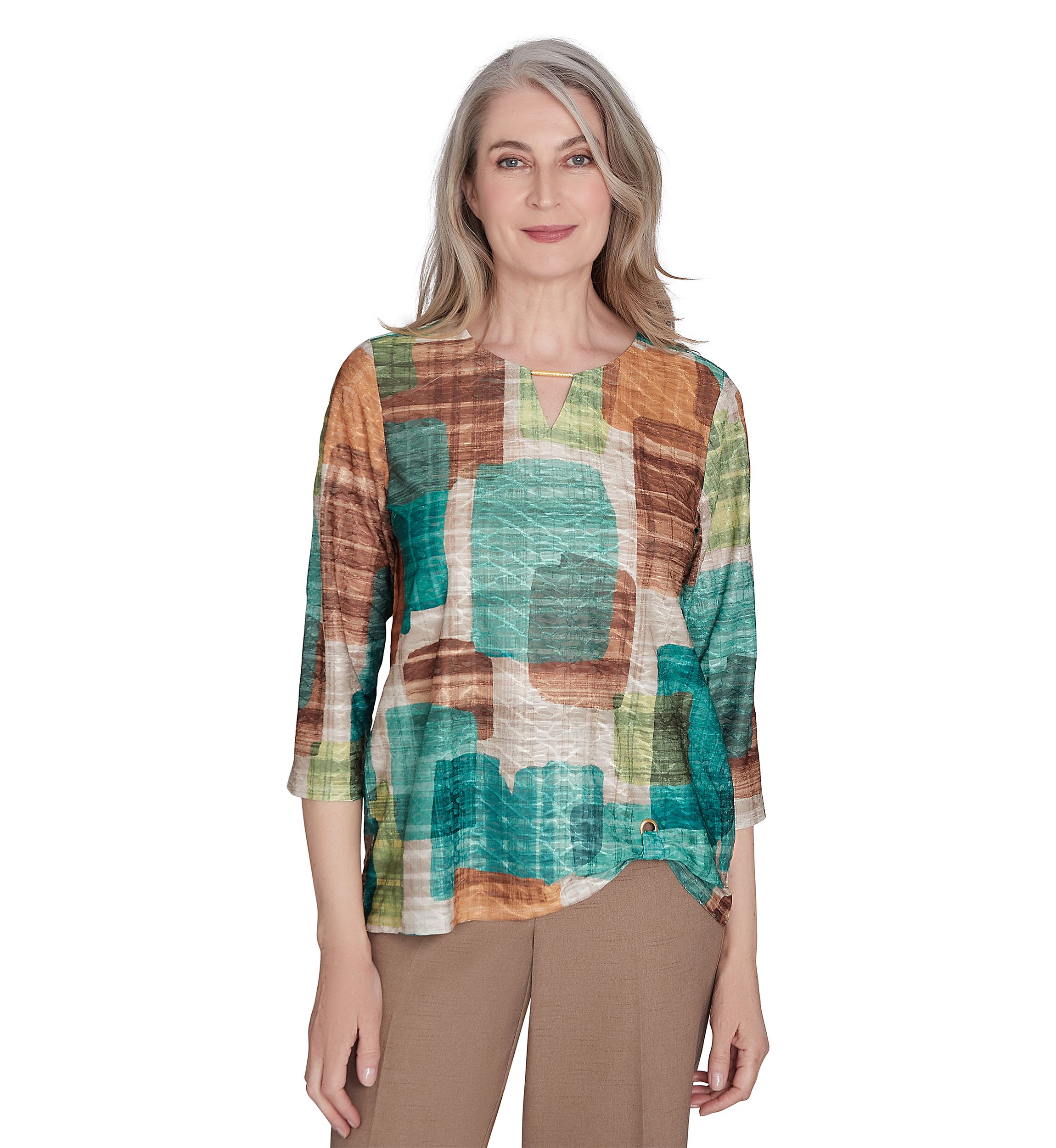Womens Emerald Isle Color Block Texture Shirt