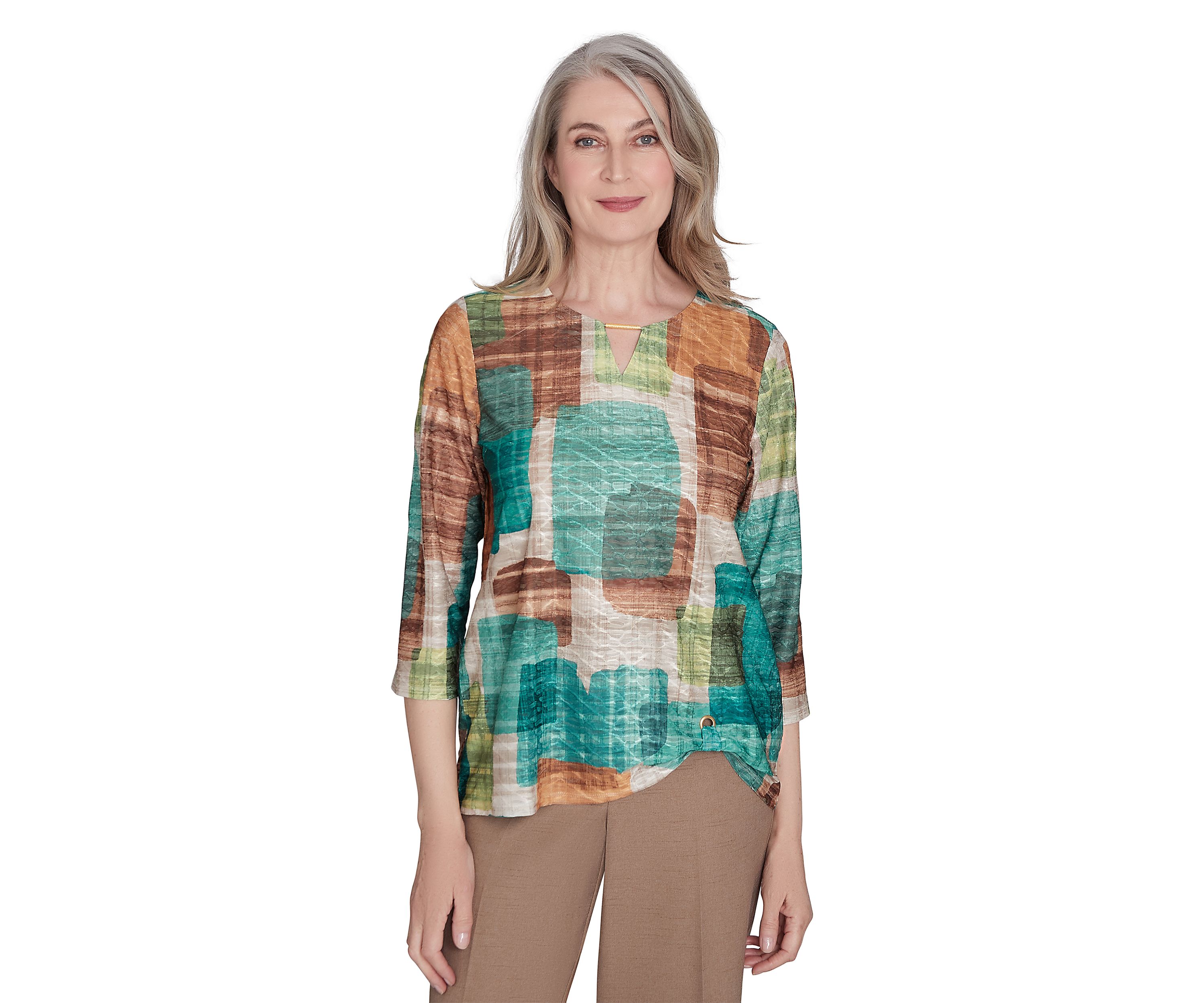 Womens Emerald Isle Color Block Texture Shirt