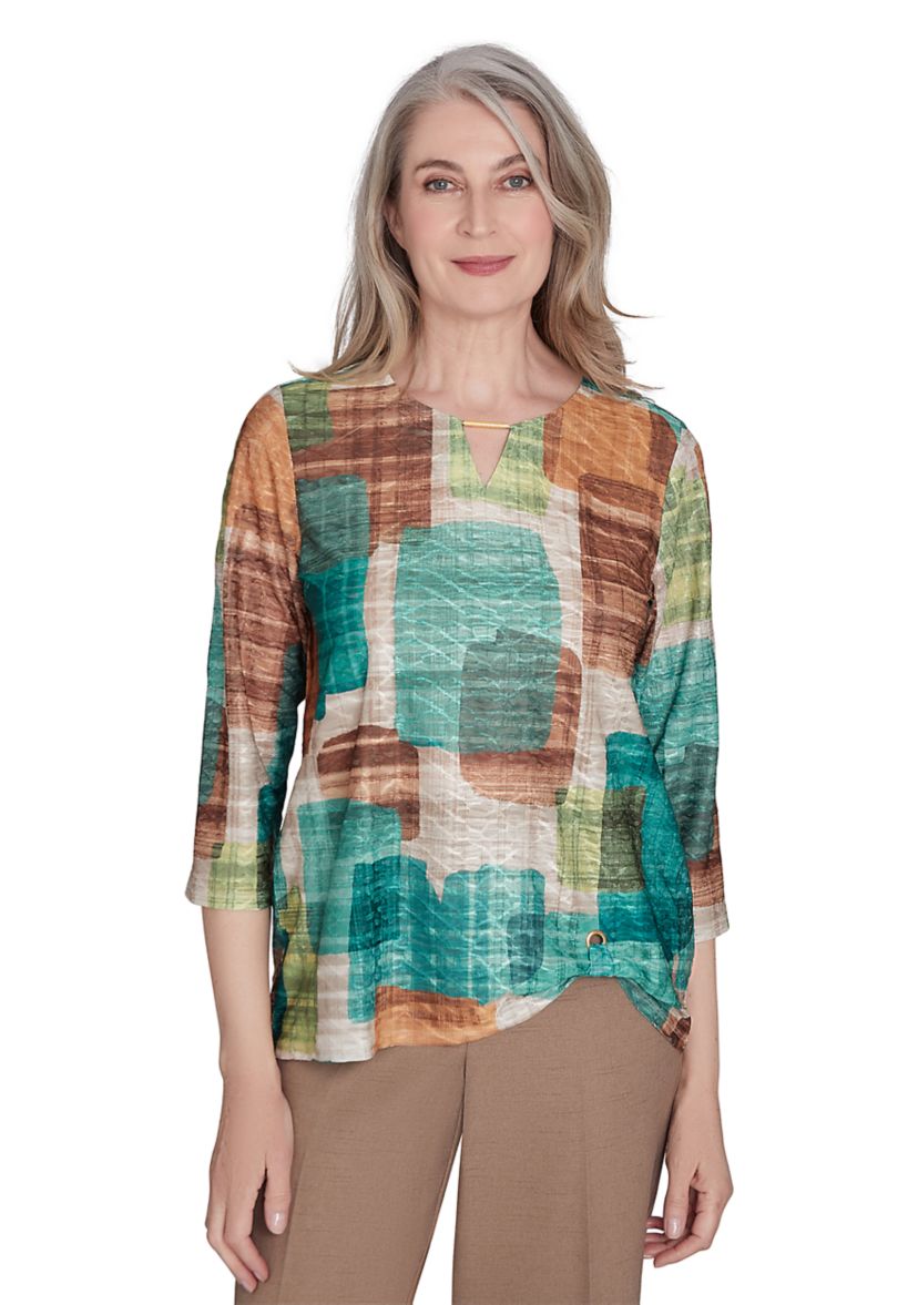 Womens Emerald Isle Color Block Texture Shirt