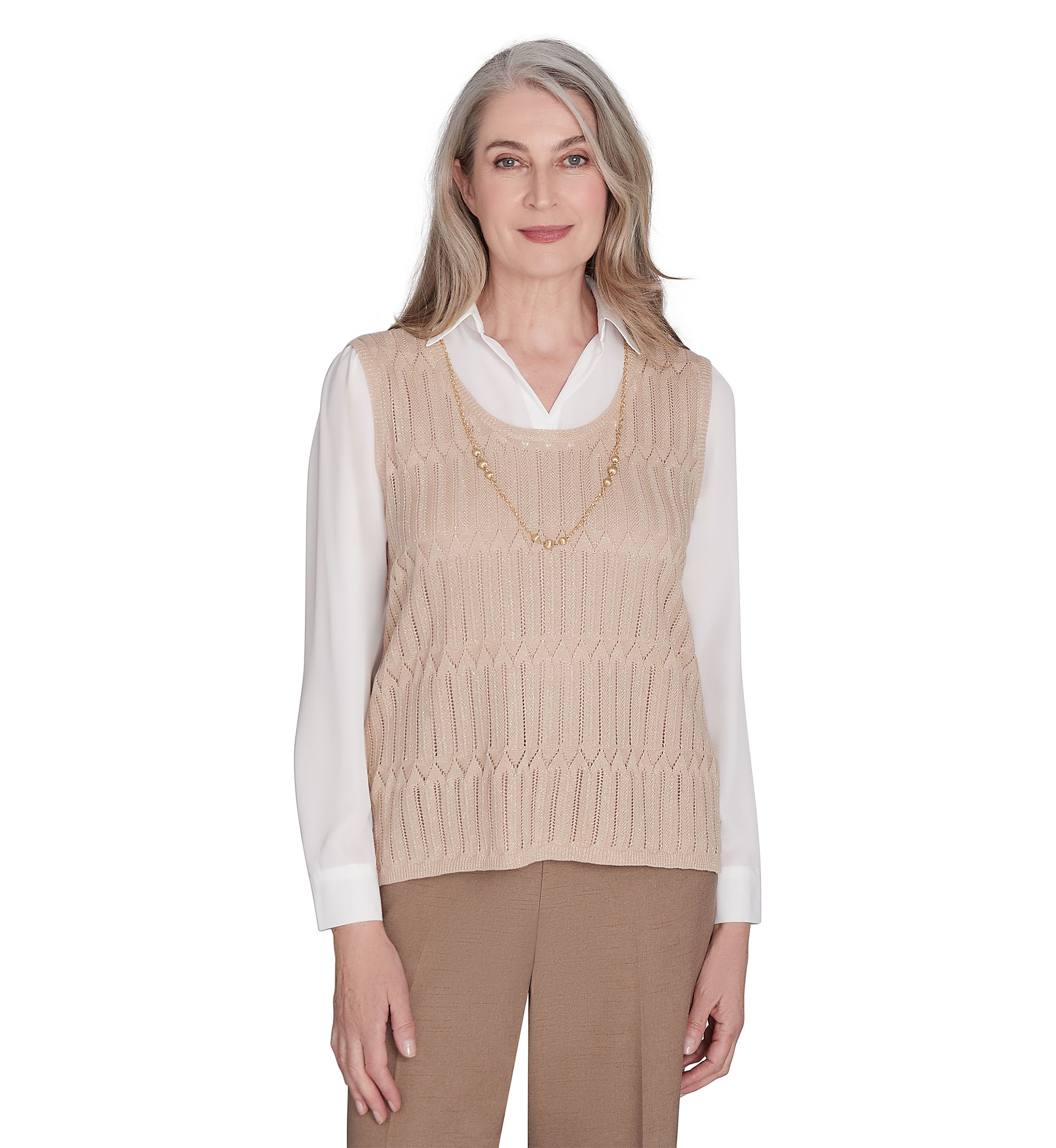 Womens Emerald Isle Pointelle Texture 2 in 1 Vest 