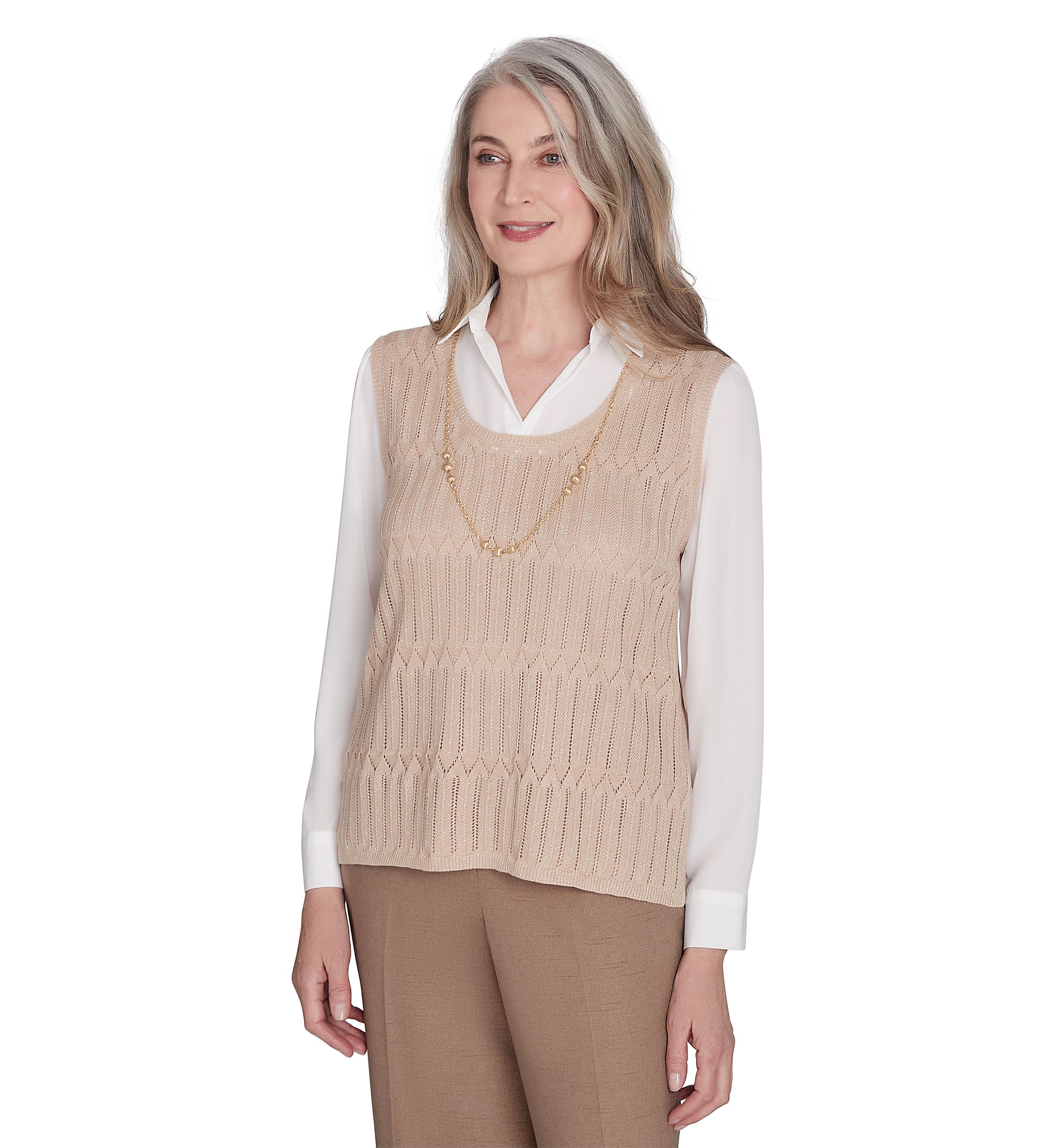 Womens Emerald Isle Pointelle Texture 2 in 1 Vest 