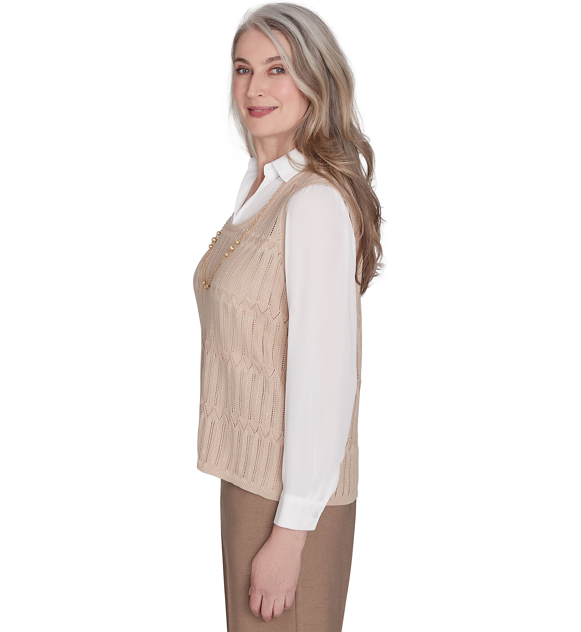 Womens Emerald Isle Pointelle Texture 2 in 1 Vest 