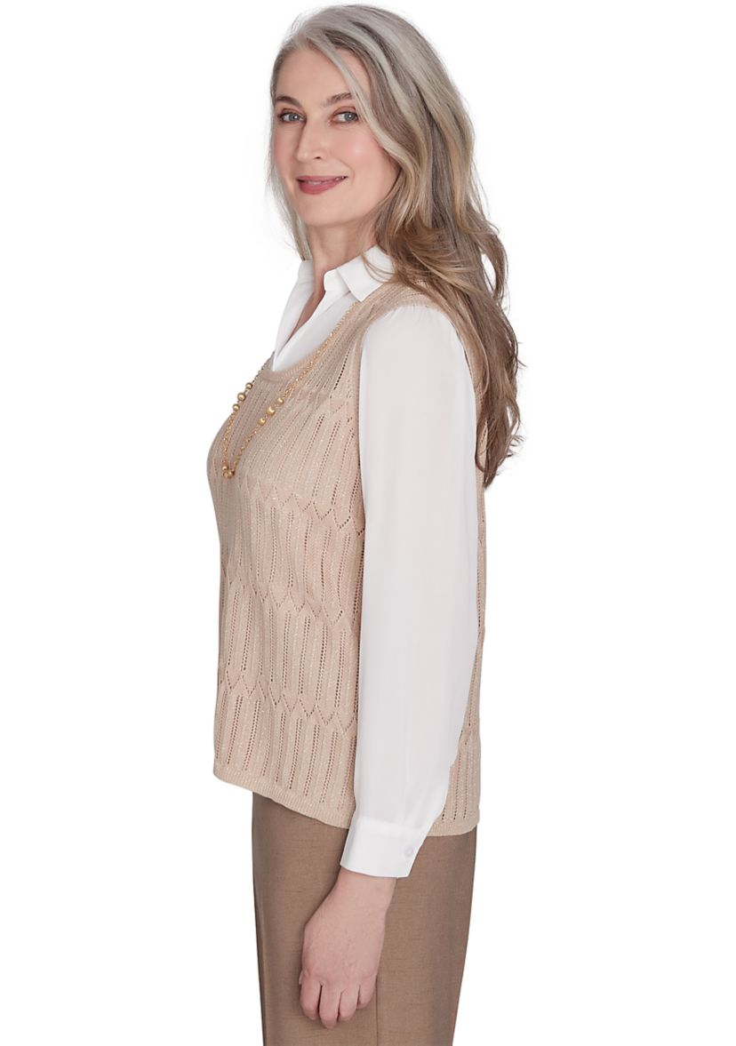 Womens Emerald Isle Pointelle Texture 2 in 1 Vest 