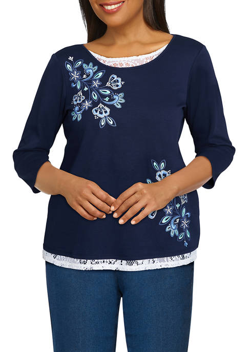 Alfred Dunner Womens Floral Top