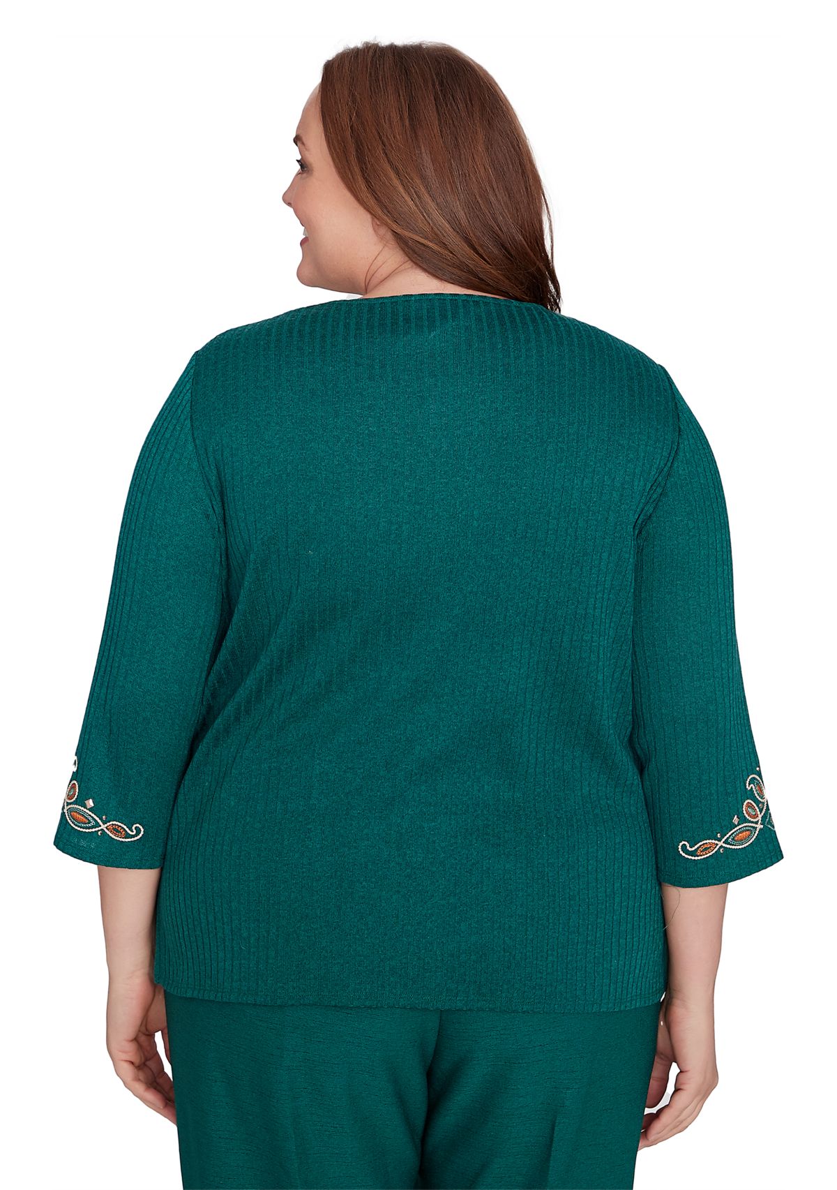 Plus Size Emerald Isle Center Medallion Embroidery Printed Top