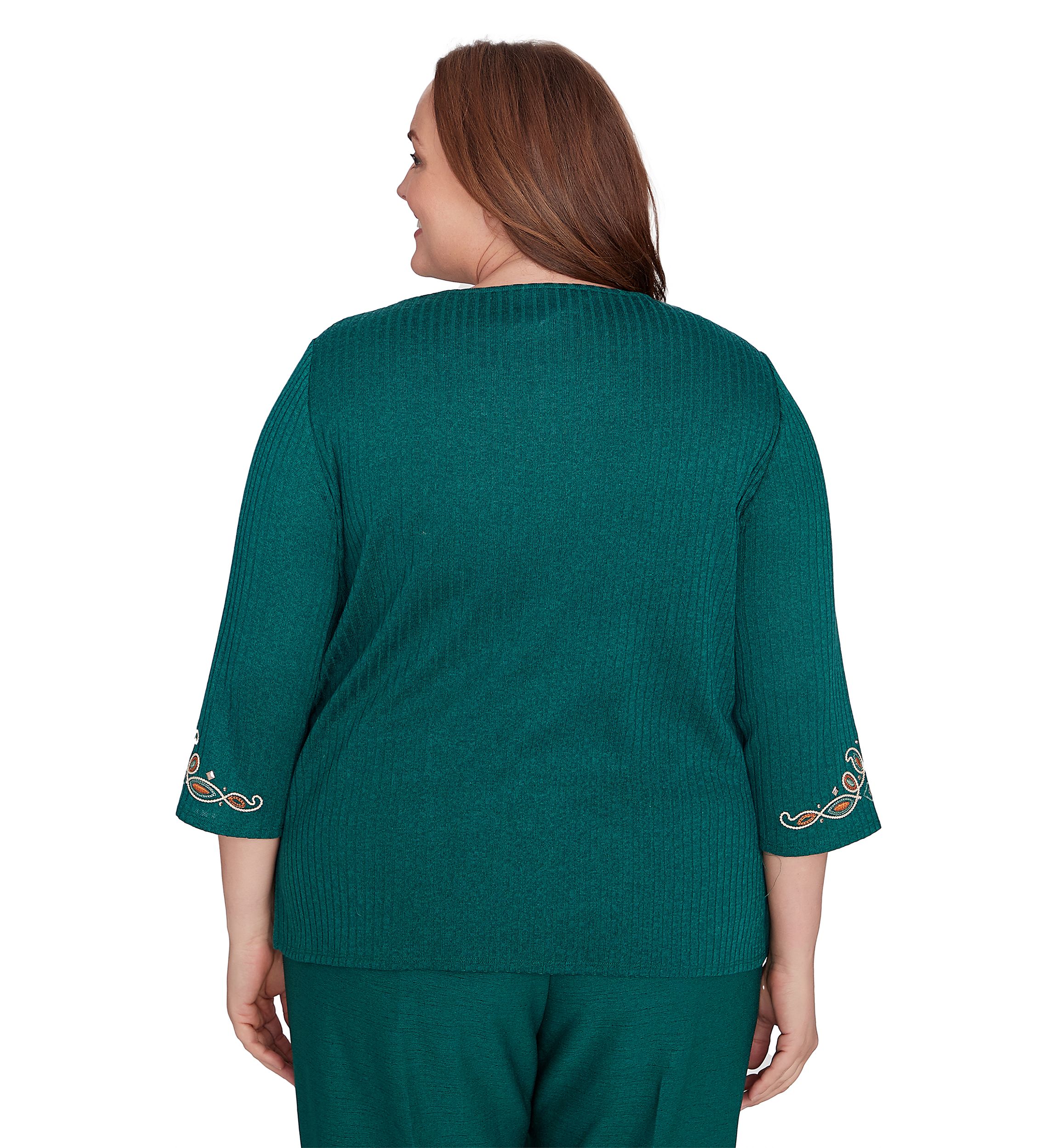 Plus Size Emerald Isle Center Medallion Embroidery Printed Top