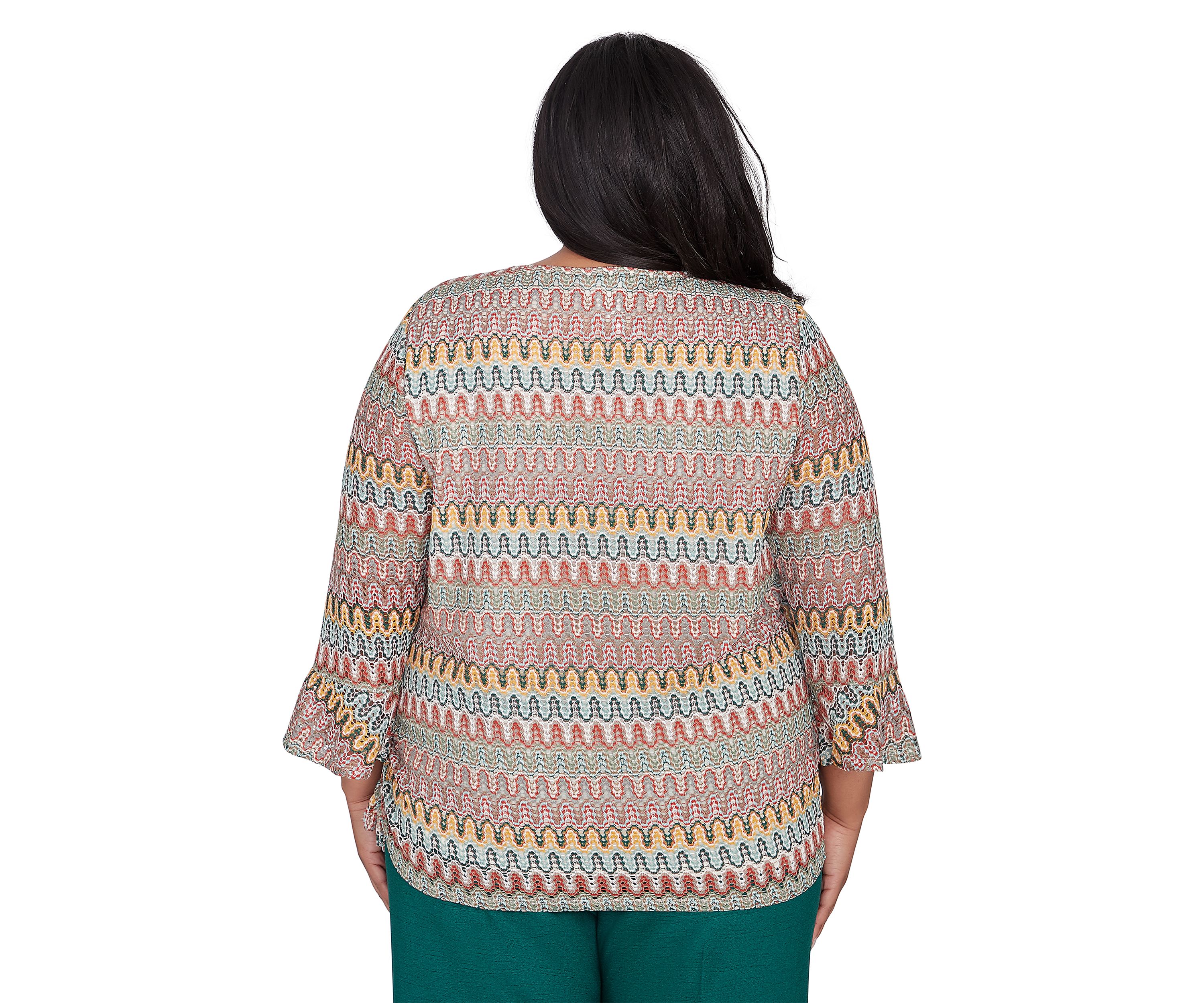 Plus Size Emerald Isle Spliced Texture Printed Top