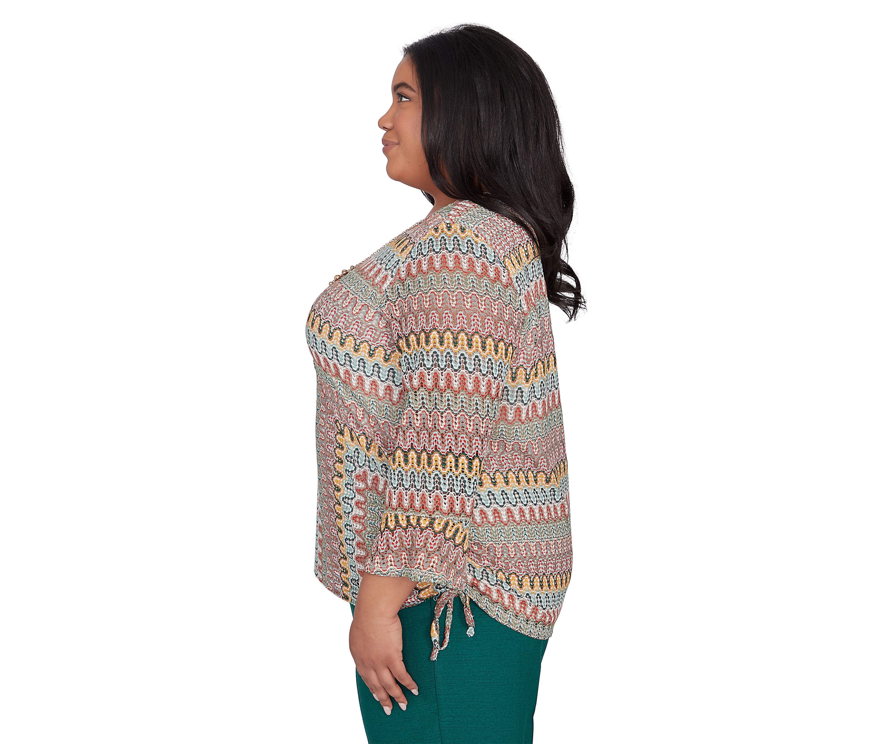 Plus Size Emerald Isle Spliced Texture Printed Top