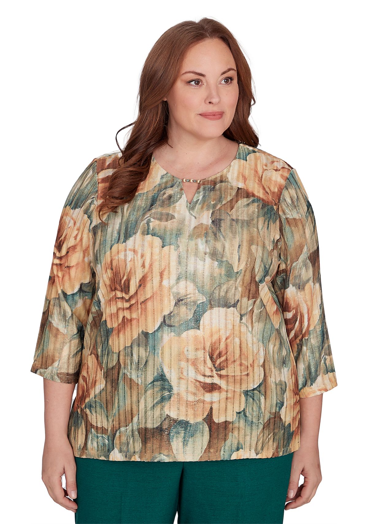 Plus Size Emerald Isle Vintage Floral Printed Top