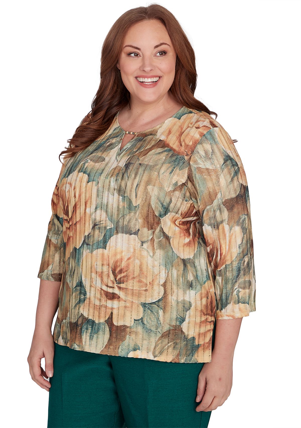 Plus Size Emerald Isle Vintage Floral Printed Top