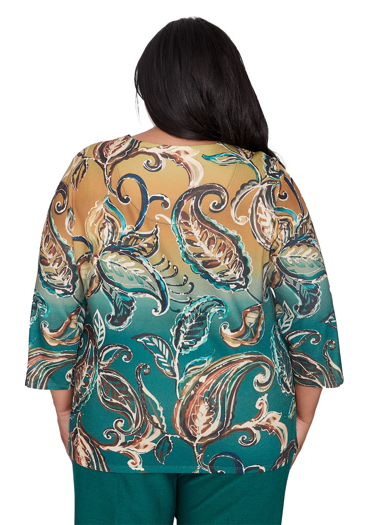 Plus Size Emerald Isle Paisley Printed Ombré Top