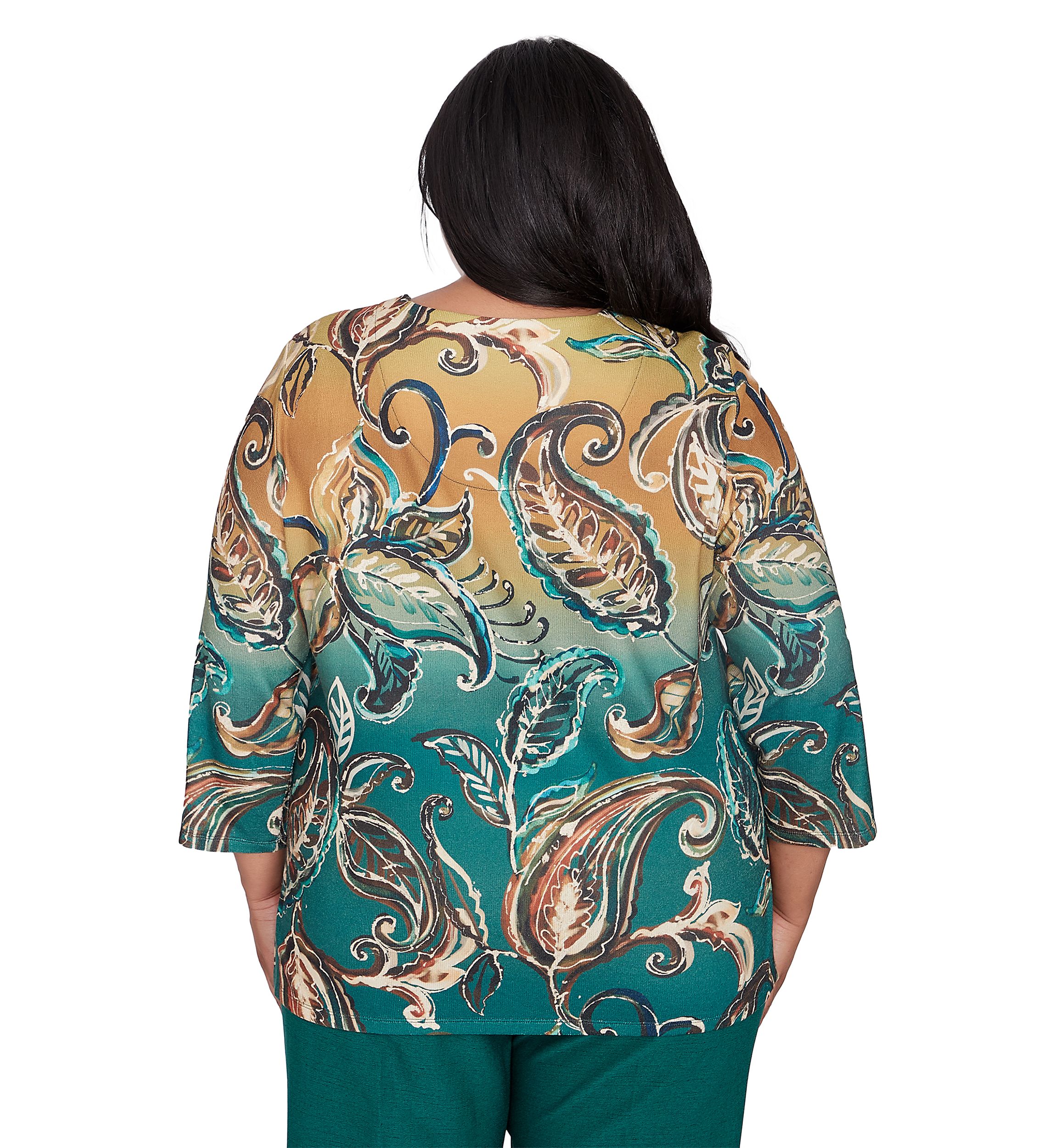 Plus Size Emerald Isle Paisley Printed Ombré Top