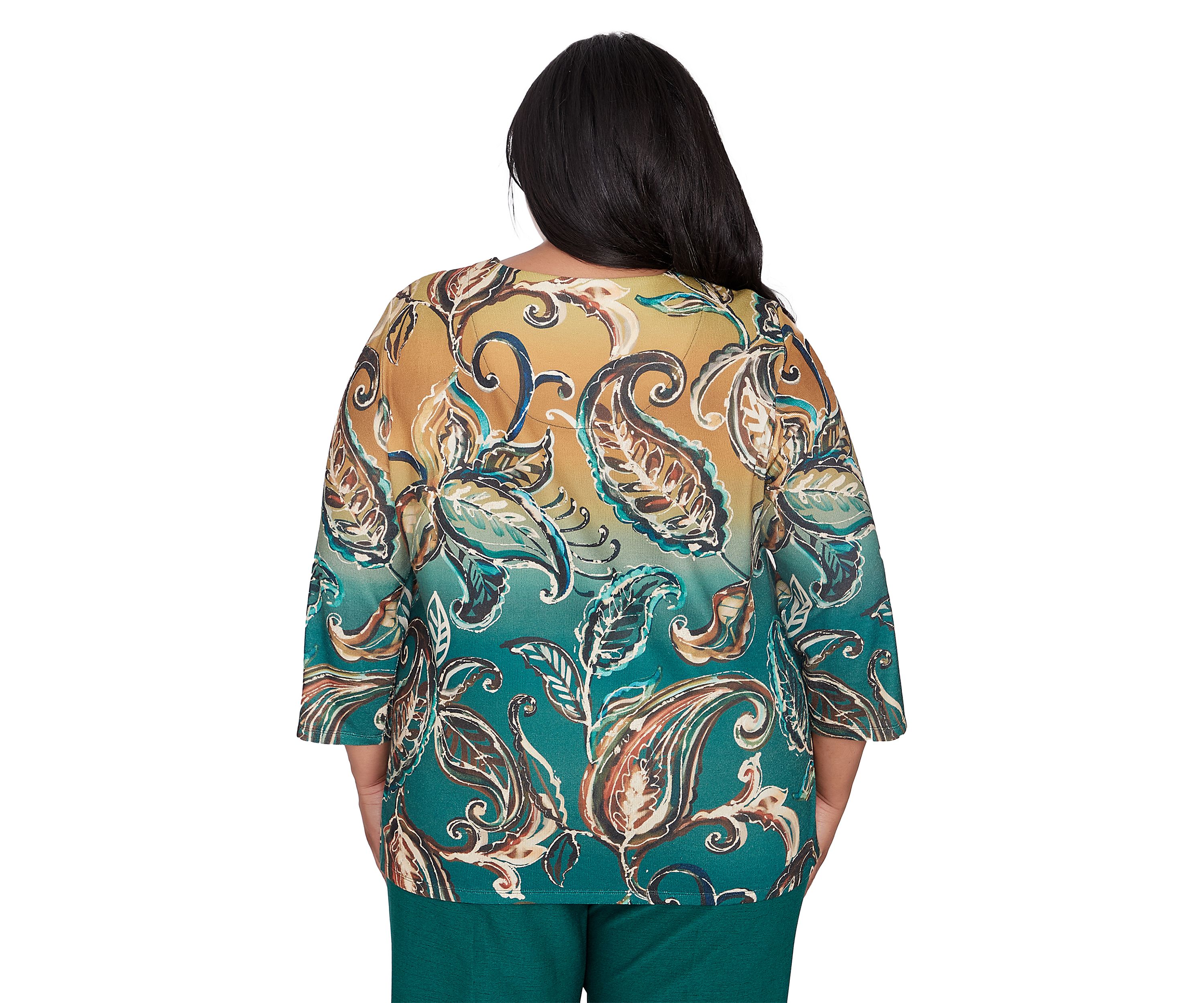 Plus Size Emerald Isle Paisley Printed Ombré Top