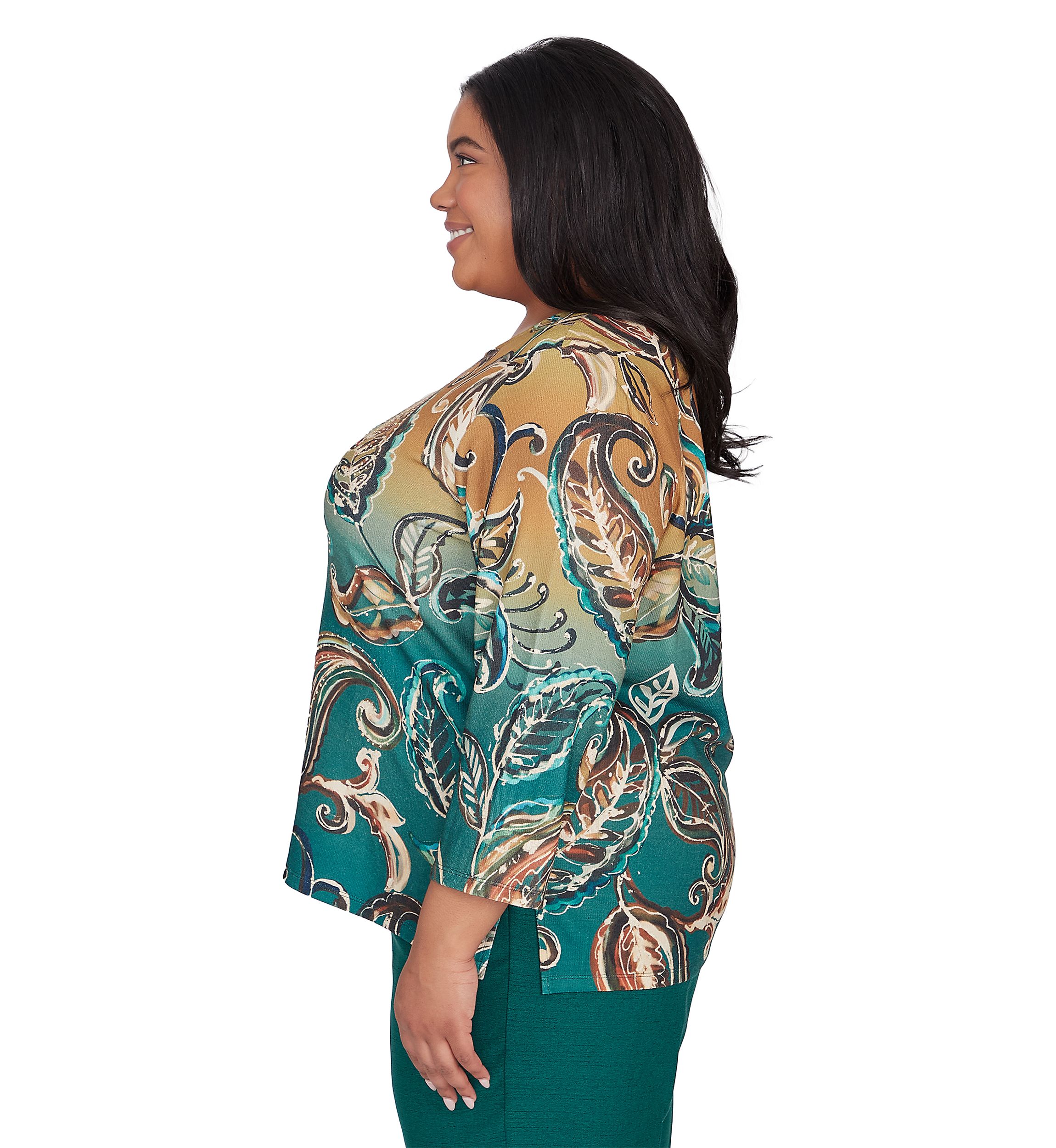 Plus Size Emerald Isle Paisley Printed Ombré Top