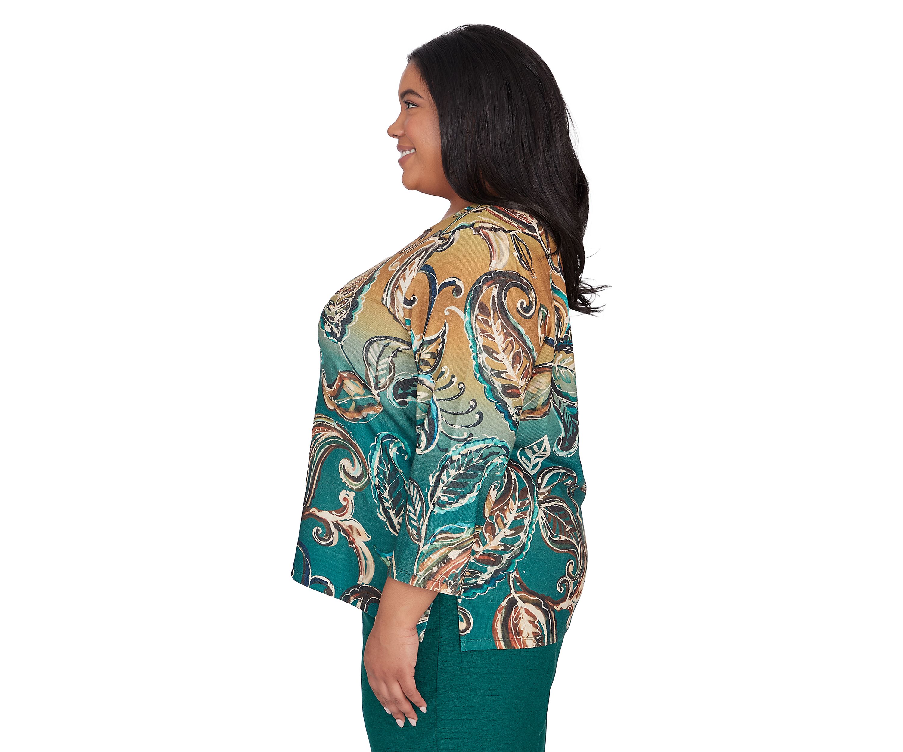 Plus Size Emerald Isle Paisley Printed Ombré Top