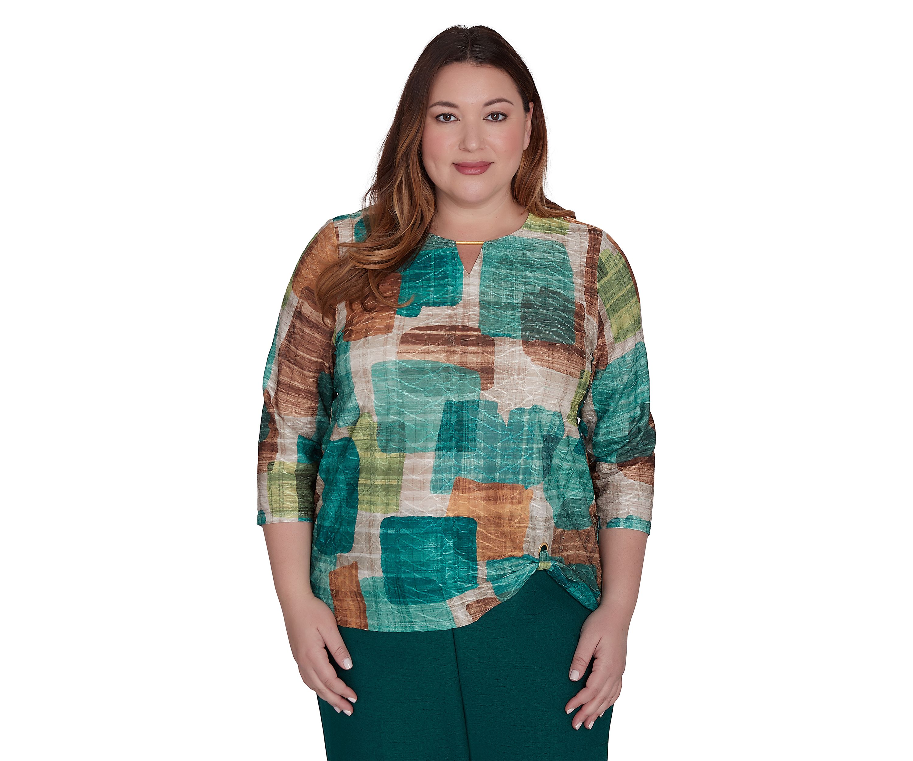 Plus Size Emerald Isle Colorblock Texture