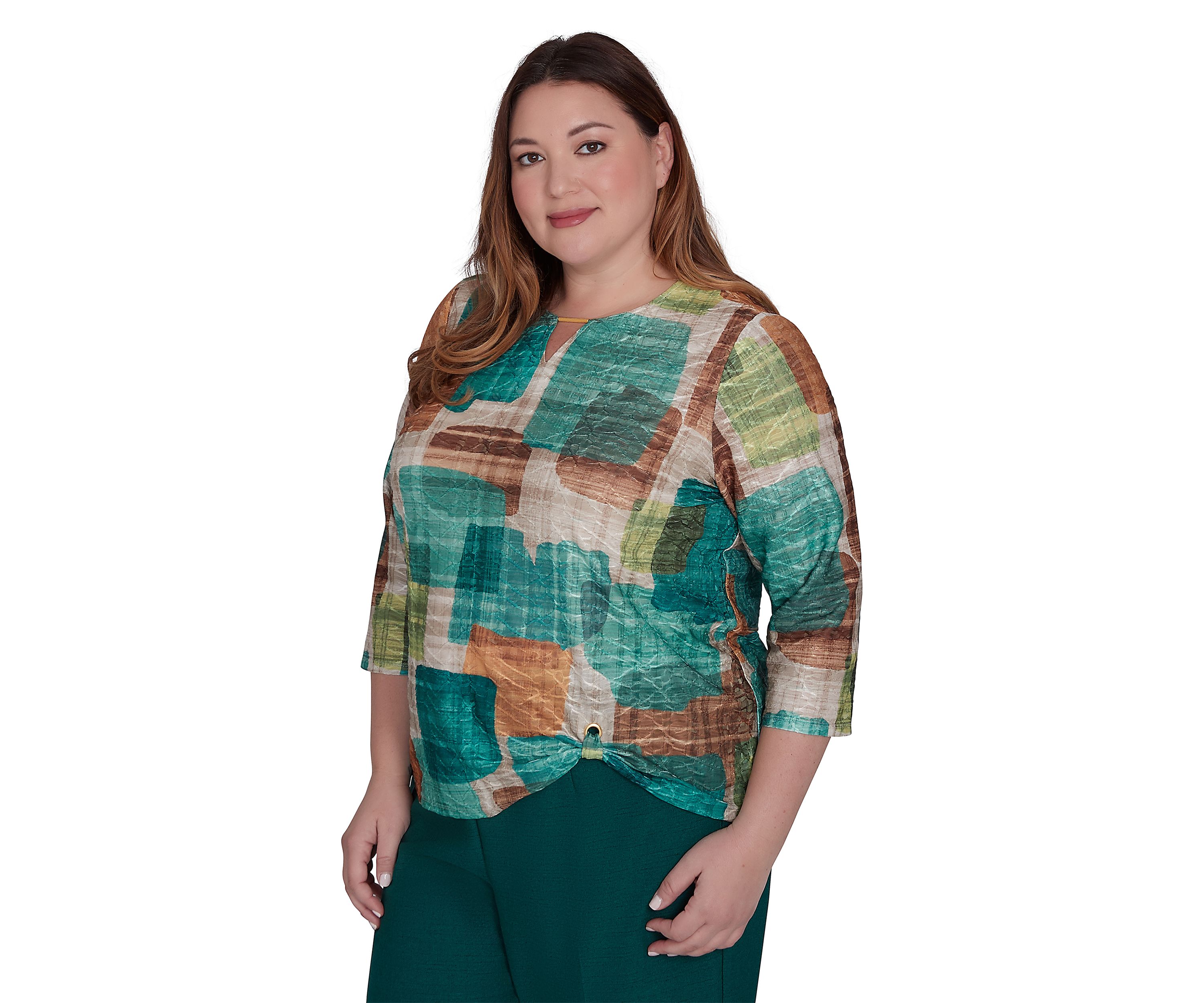 Plus Size Emerald Isle Colorblock Texture
