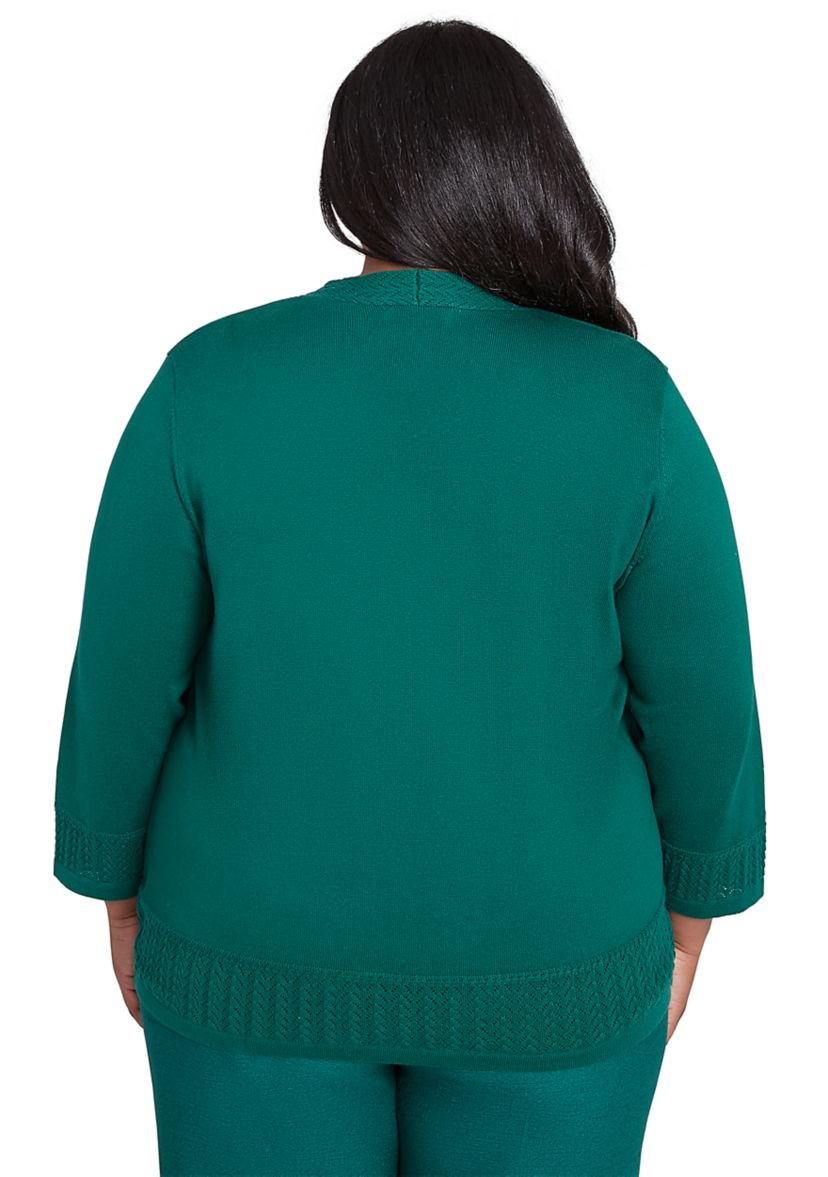 Plus Size Emerald Isle Biadere Texture Inner Two in One Sweater