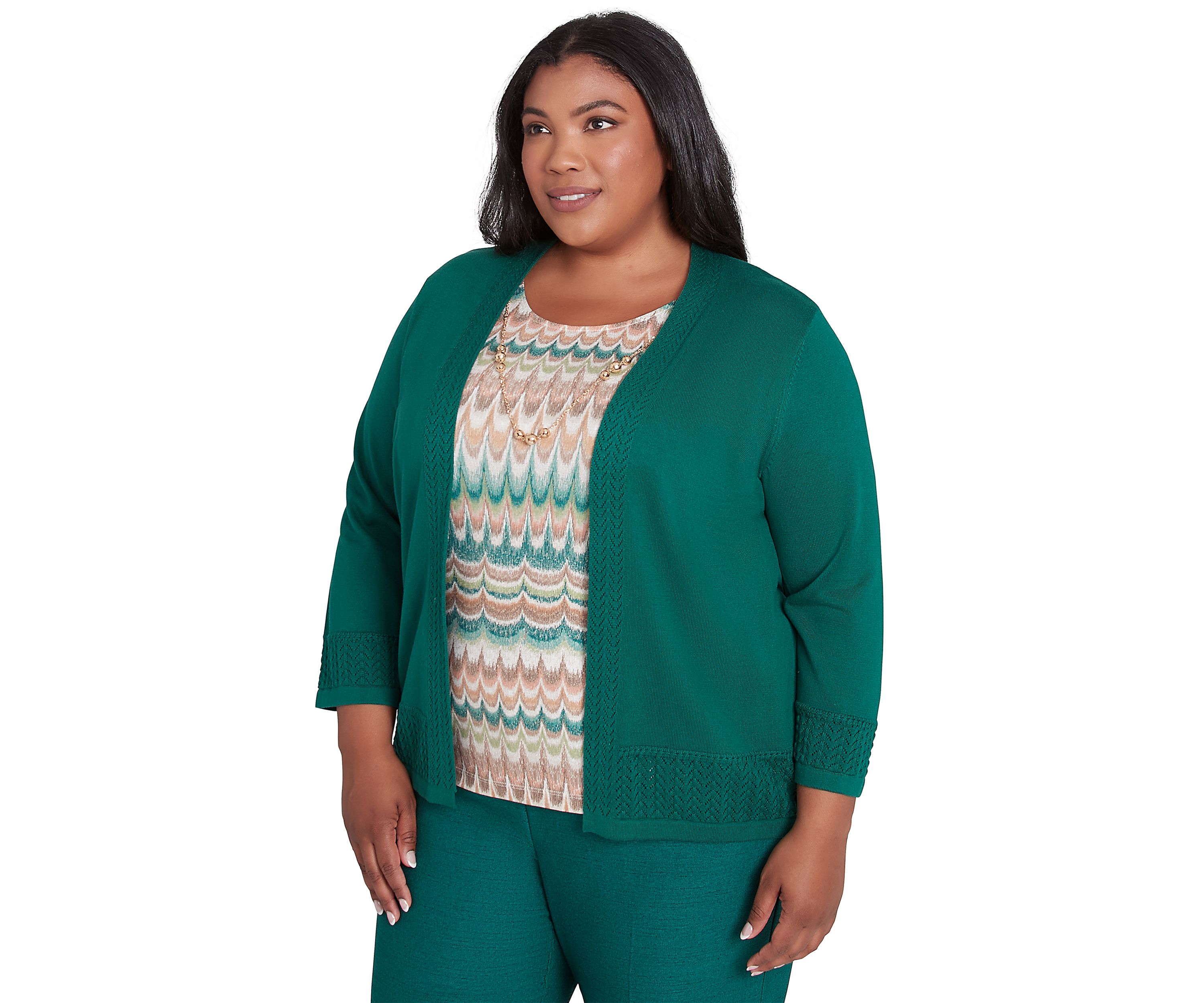 Plus Size Emerald Isle Biadere Texture Inner Two in One Sweater