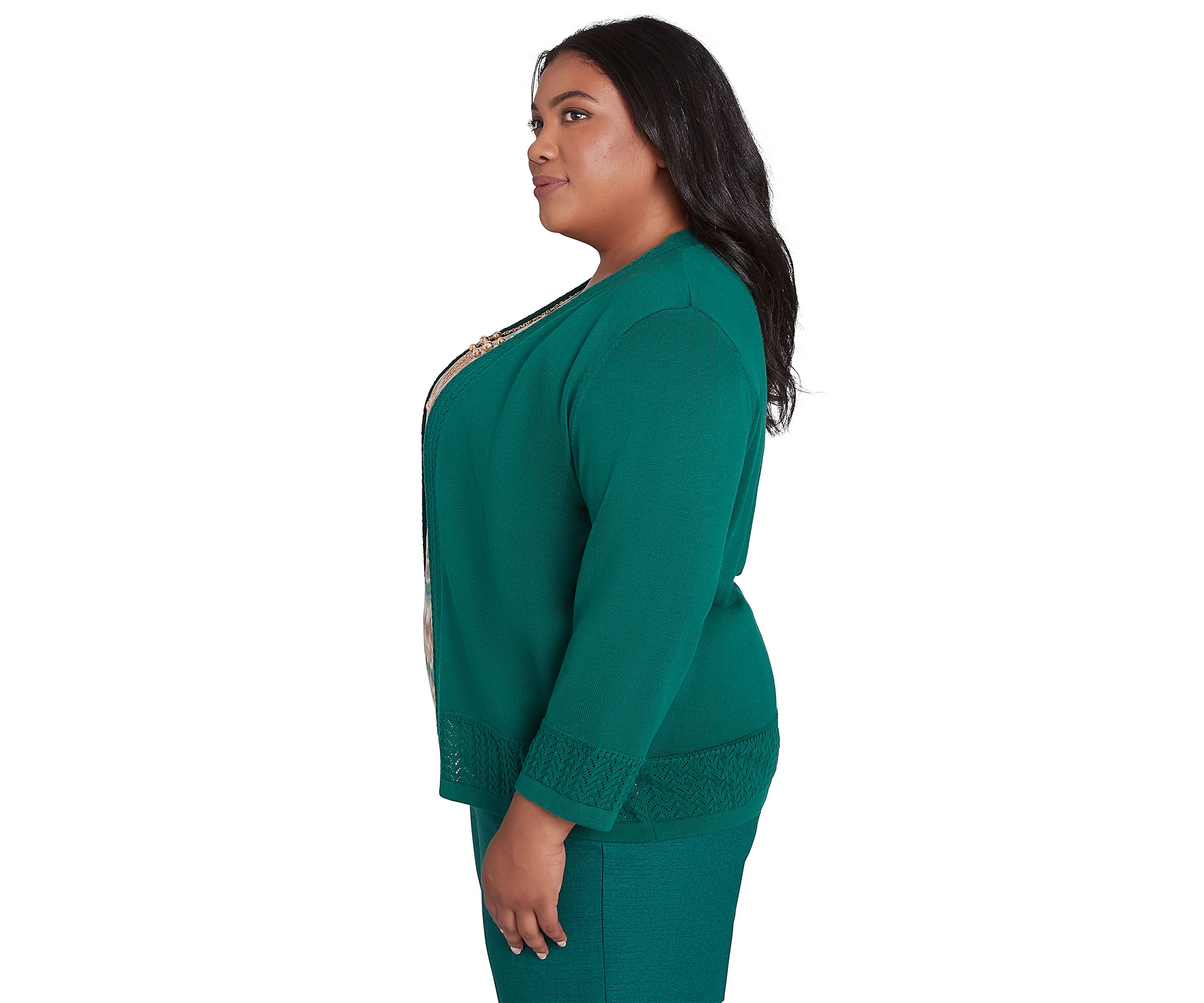Plus Size Emerald Isle Biadere Texture Inner Two in One Sweater