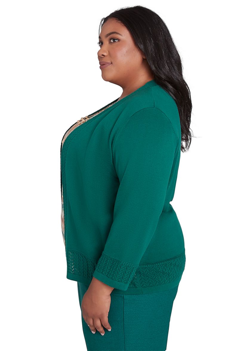 Plus Size Emerald Isle Biadere Texture Inner Two in One Sweater