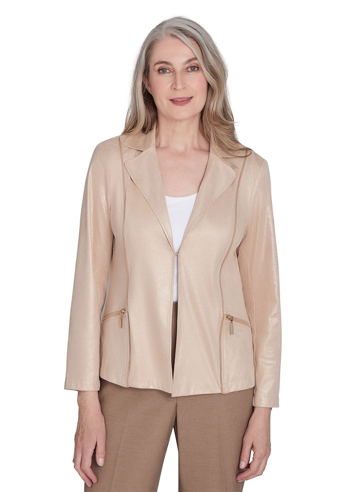 Petite Shimmer Faux Leather Jacket