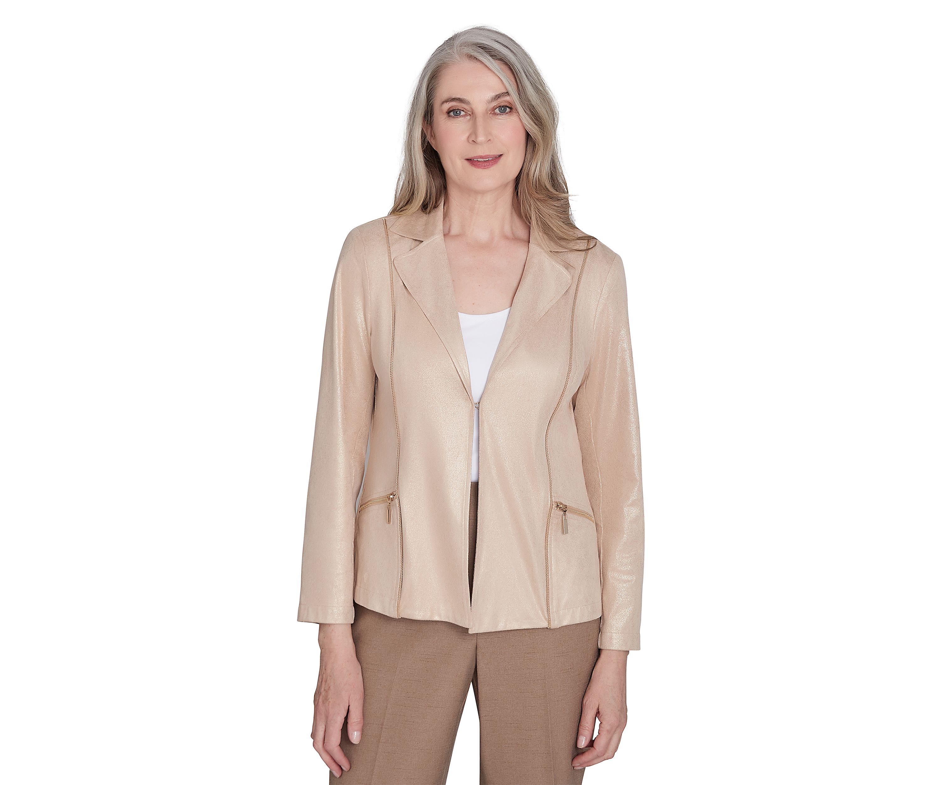 Petite Shimmer Faux Leather Jacket
