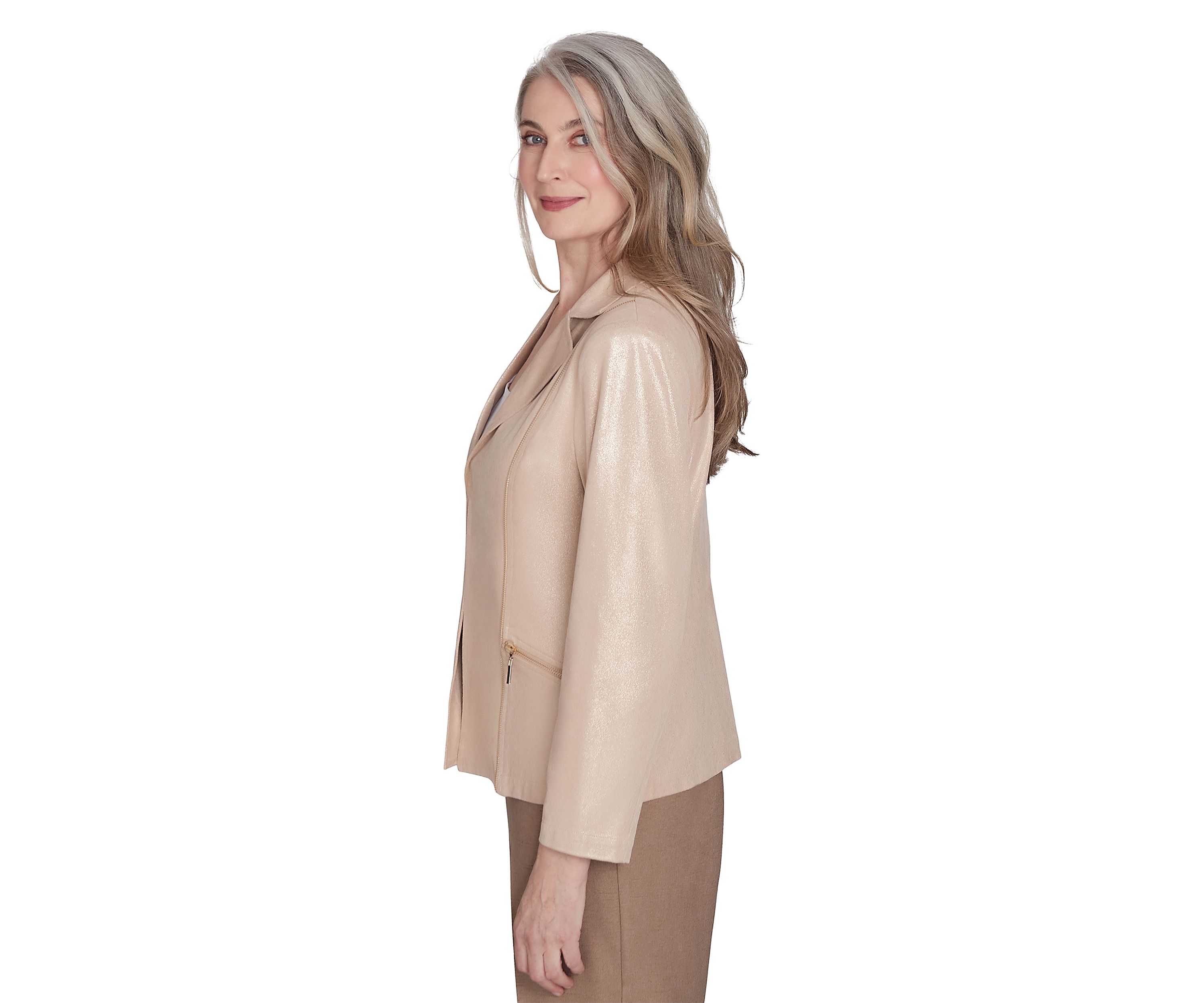 Petite Shimmer Faux Leather Jacket