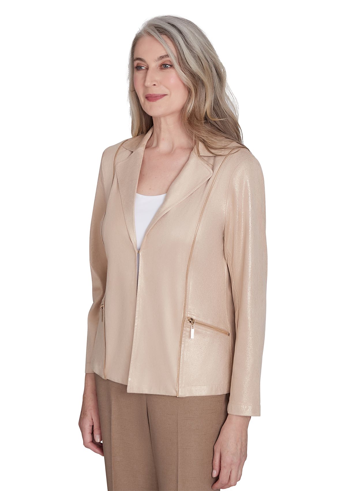 Petite Shimmer Faux Leather Jacket